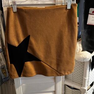Le Lis Mustard Mini Skirt with Black Star